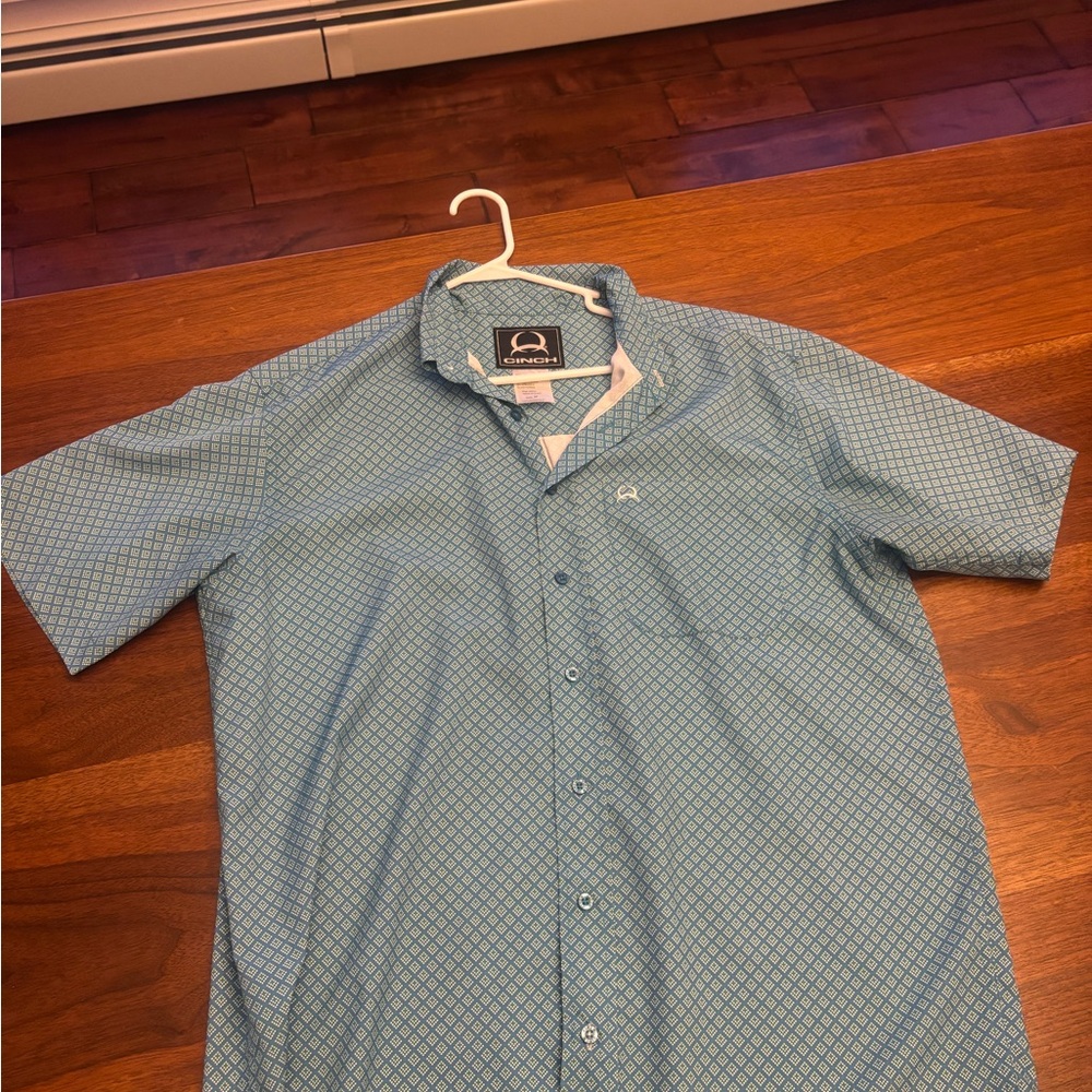 Cinch Light Blue Diamond Pattern Men's Shirt